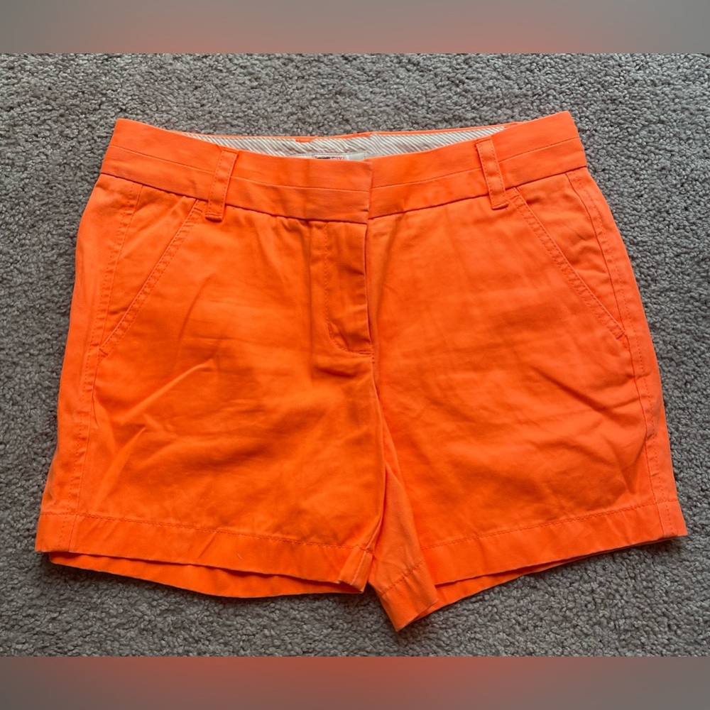 J. CREW BRIGHT ORANGE CHINO 5” INSEAM SHORTS SIZE 2